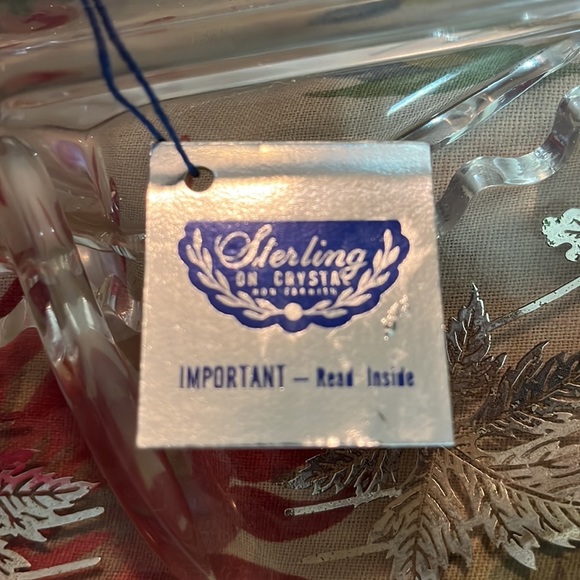 Vintage MCM SILVER CITY GLASS CO Sterling on Crystal Serving Tray Floral Design - Picture 6 of 17